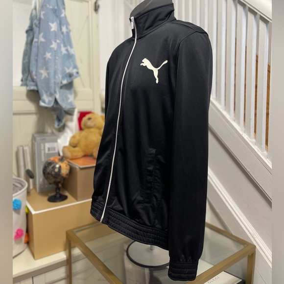 EUC Men’s Size Medium Puma Full Zip Tract Jacket With Logo Print In Black/White - Picture 5 of 12